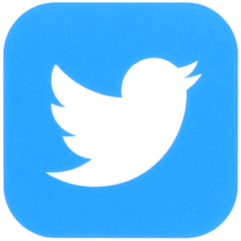 A blue and white twitter logo on top of a black background.